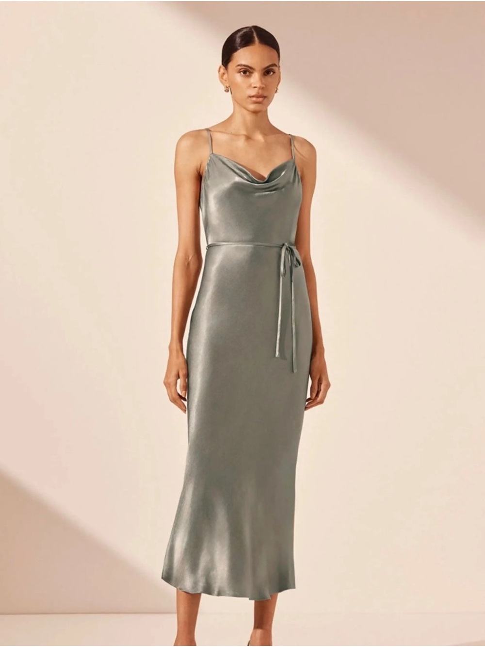 Shona Joy La Lune Sage Bias Cowl Midi Dress US 4 NWT Bridesmaid